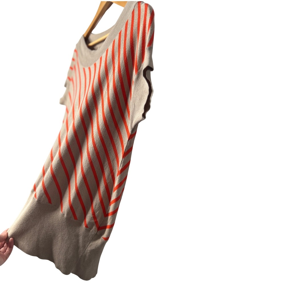 PLANET by Lauren G Stripe Knit Top M Beige Orange Cotton Modal Silk Avant Garde - Picture 9 of 14